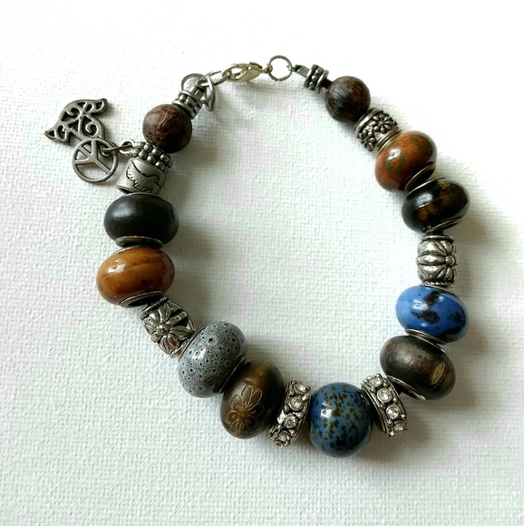 Boho Beaded Bracelet with Silver Accents - Picture 2 of 2